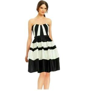 New Betsy & Adam Black & White Stripped Bubble Party Dress